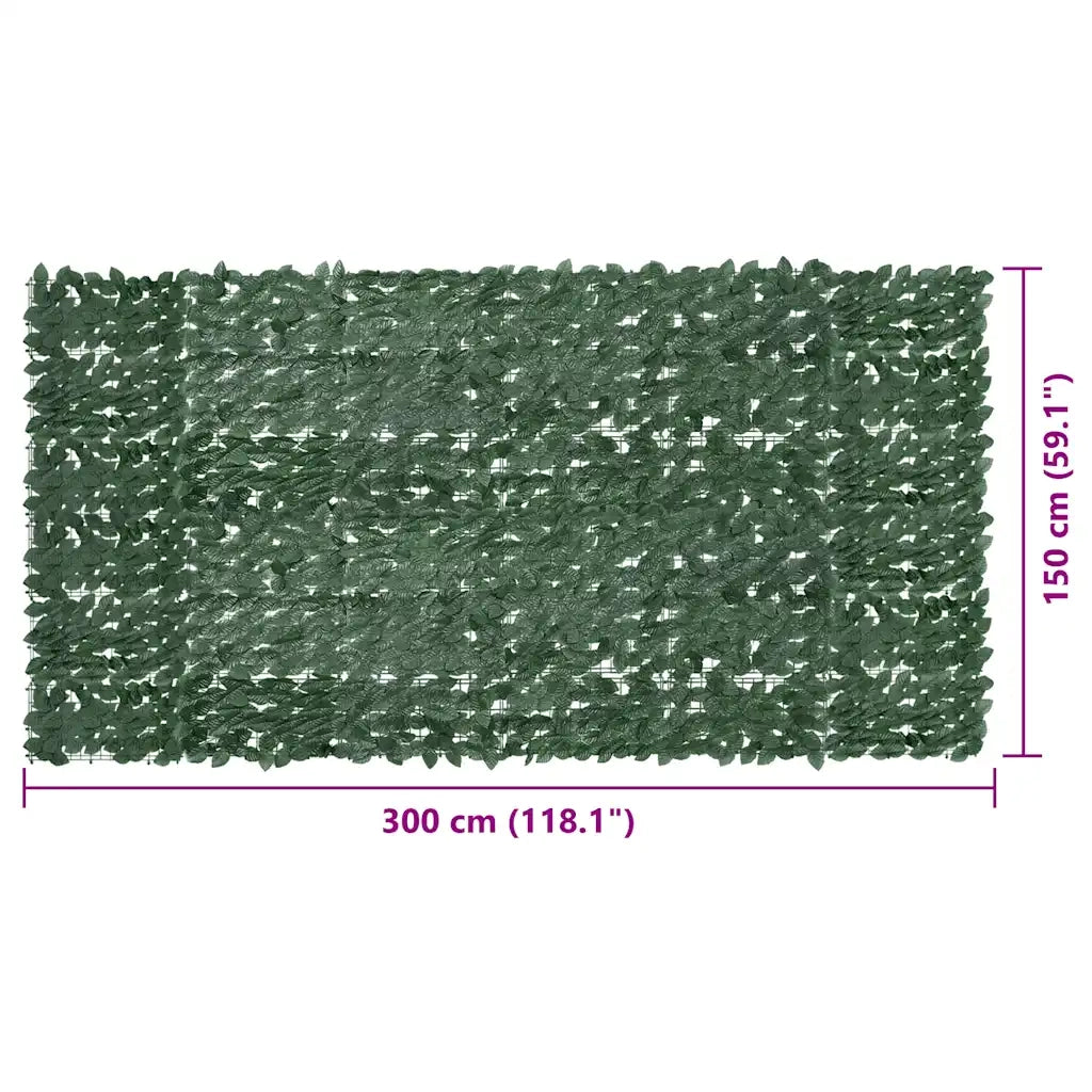 Paravento da Balcone-Pannello per balcone con Foglie Verde Scuro 300x150 cm