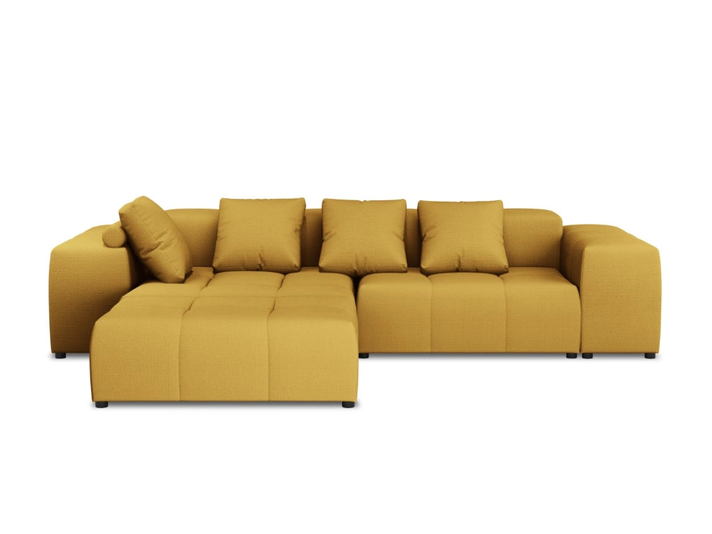 Cosmopolitan Design - Divano angolare modulare reversibile "Rome" 5 posti in tessuto strutturato giallo 
