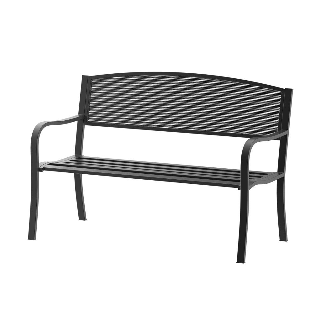 Panchina da Giardino Esterno ¨C zephmum ¨C Metallo Nero 127x60x85cm
