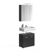 Set per il bagno: mobile sottolavabo – Nero lucido – KLEANKIN