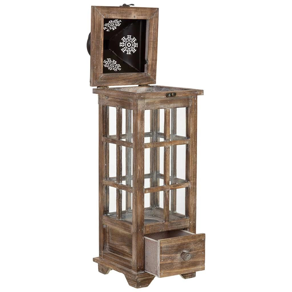 Lanterna in legno marrone 18x18x57,5h cm