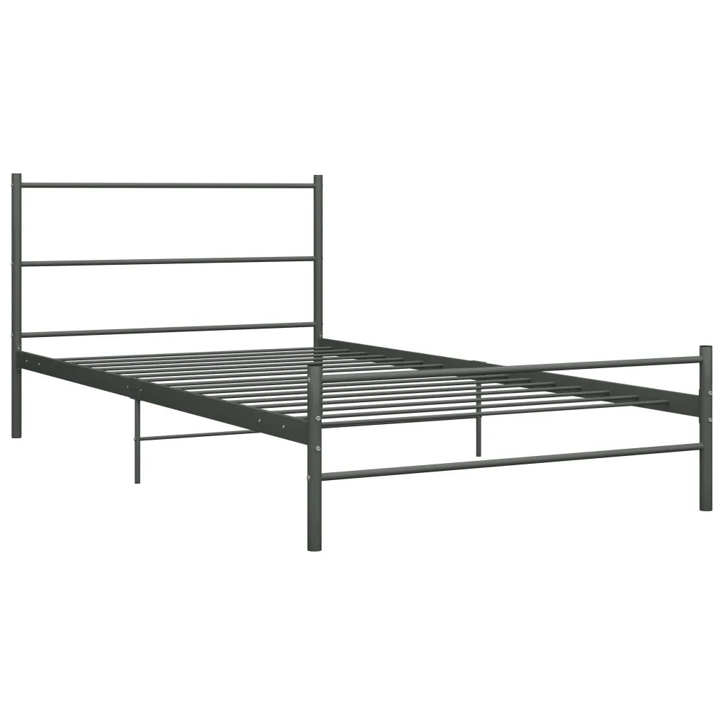 Letto singolo | Letto per adulti | Giroletto Grigio in Metallo 100x200 cm