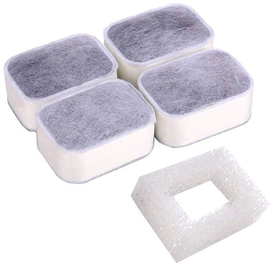 Set di Filtri di Sostituzione per Fontana per Animali di Casa - Migliora la Qualità dell'Acqua - 1 Filtro a Schiuma e 4 Filtro a Carbone Attivo di Cotone
