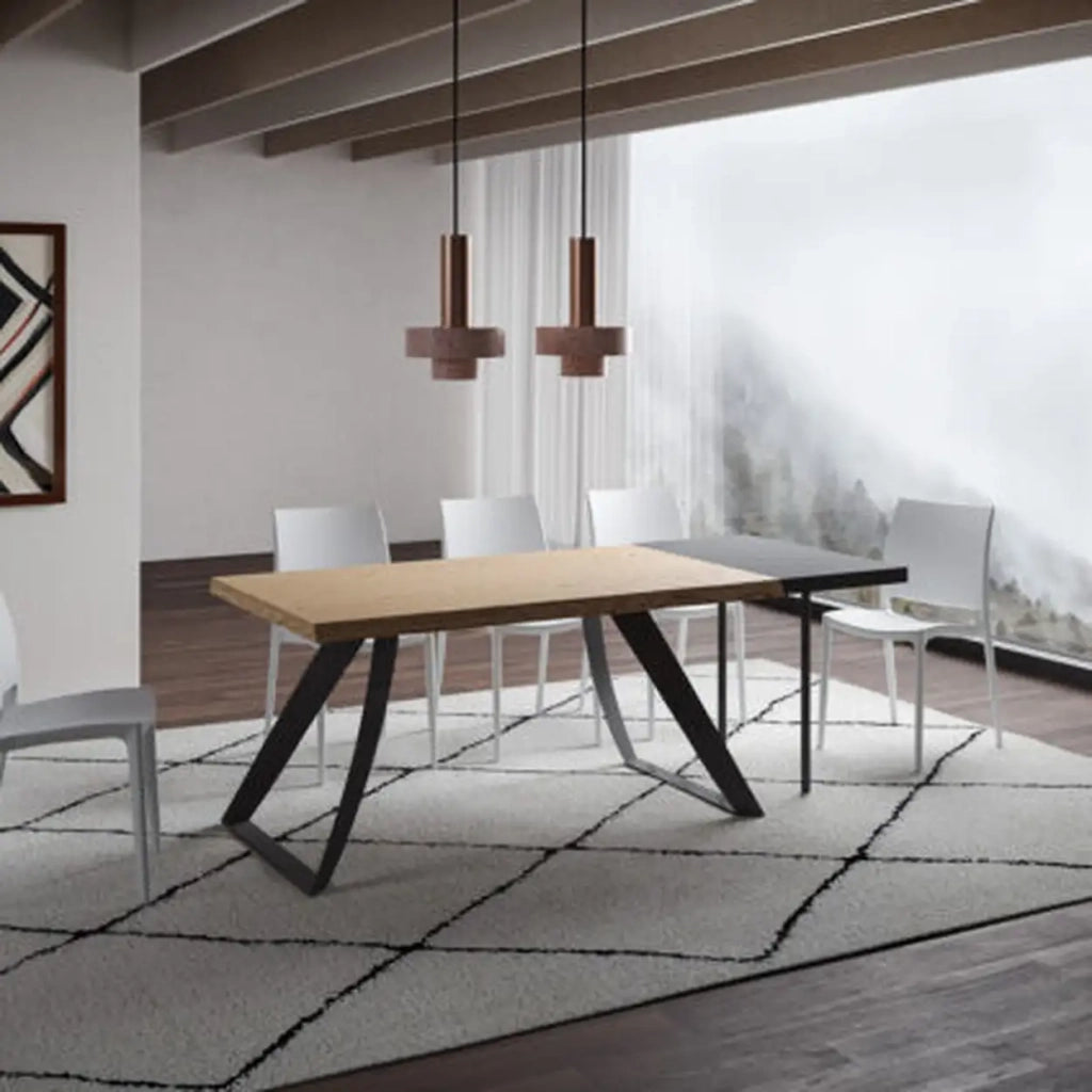 Tavolo allungabile 160/260x90 cm Tabira rovere scortecciato gambe antracite