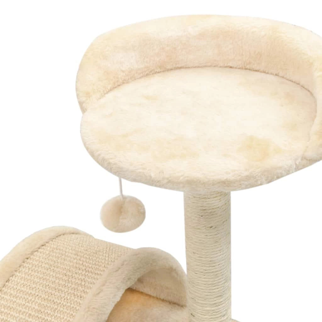 Tiragraffi albero per gatti cuccia per gatti peluche in sisal 40 cm beige e marrone 3702255
