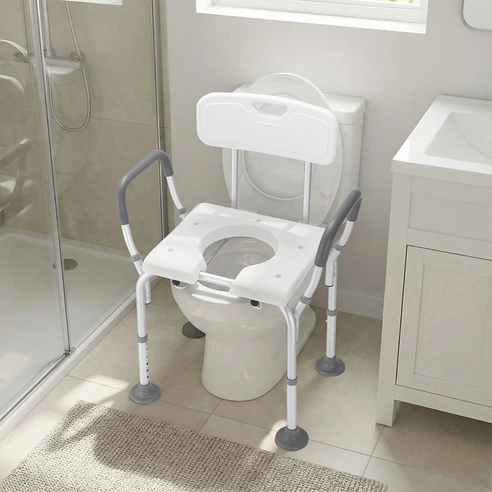 Sedia Sgabello WC Bagno in Alluminio per Anziani e Disabili Altezza Regolabile