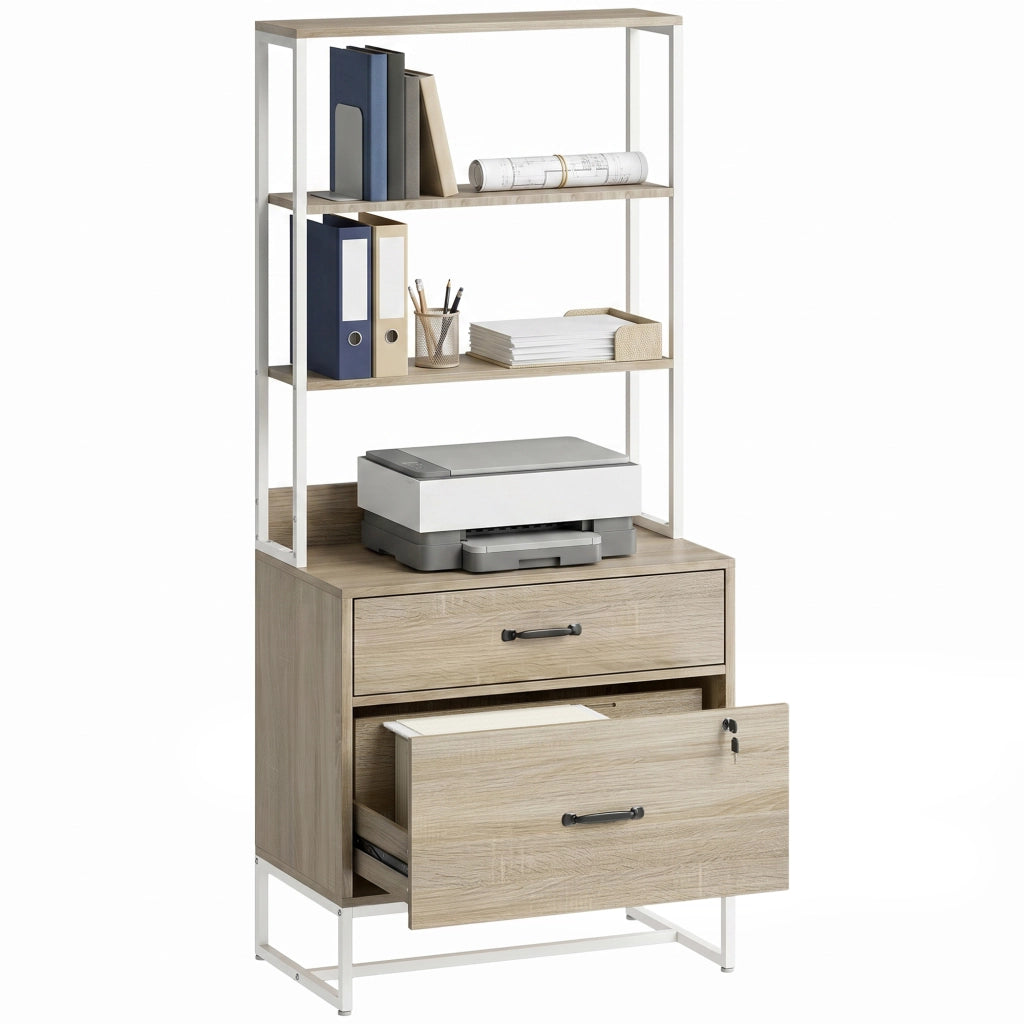 Cassettiera con scaffale 2 cassetti ¨C Zephmum ¨C Rovere