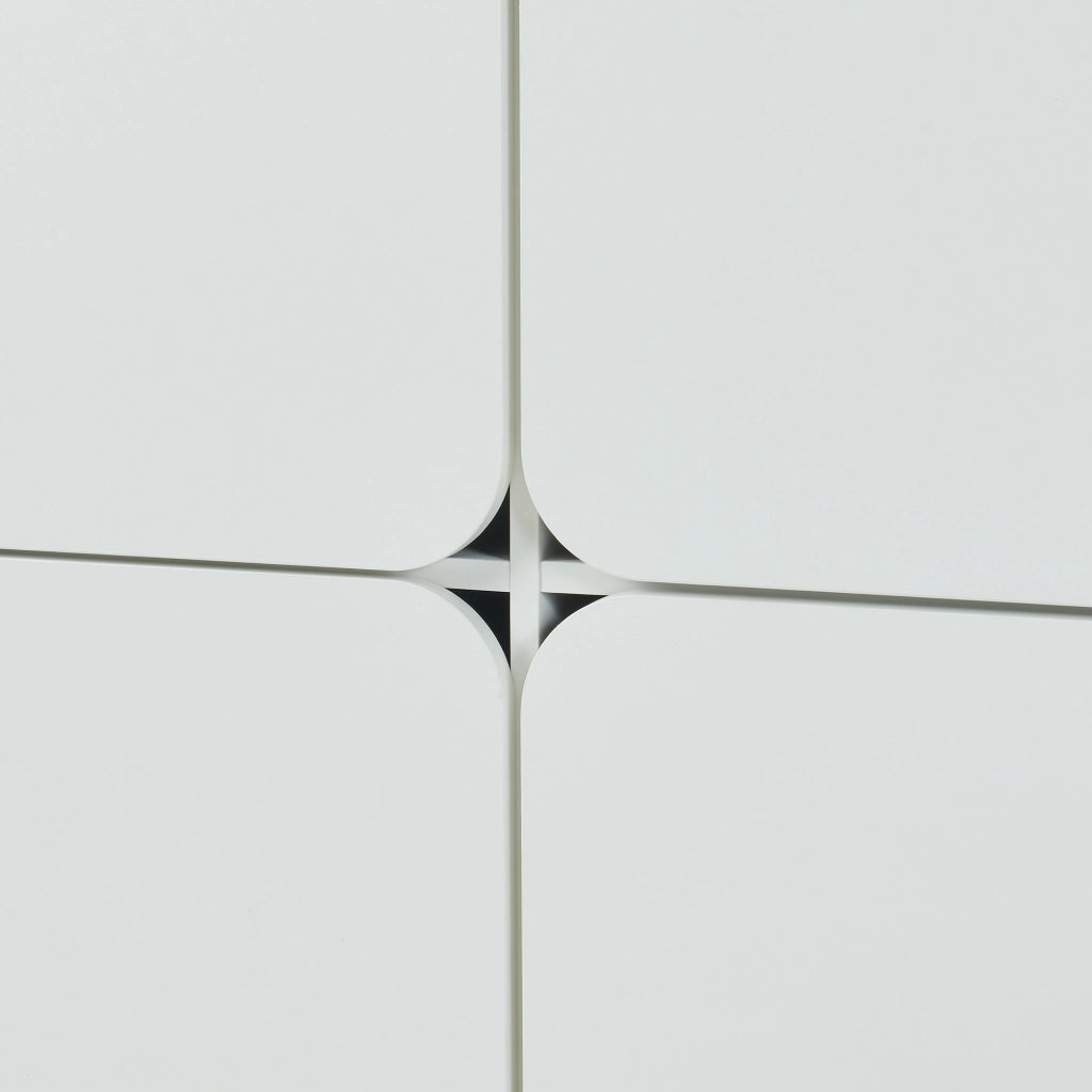 Credenza Reyri Madia Moderna Salvaspazio con 4 Ante 90x80x35 cm Bianco / color Oro [en.casa]