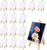 Mini pennelli da pittura con tela - 15 pezzi - Tavole per pennelli da pittura in legno - 10x10 cm