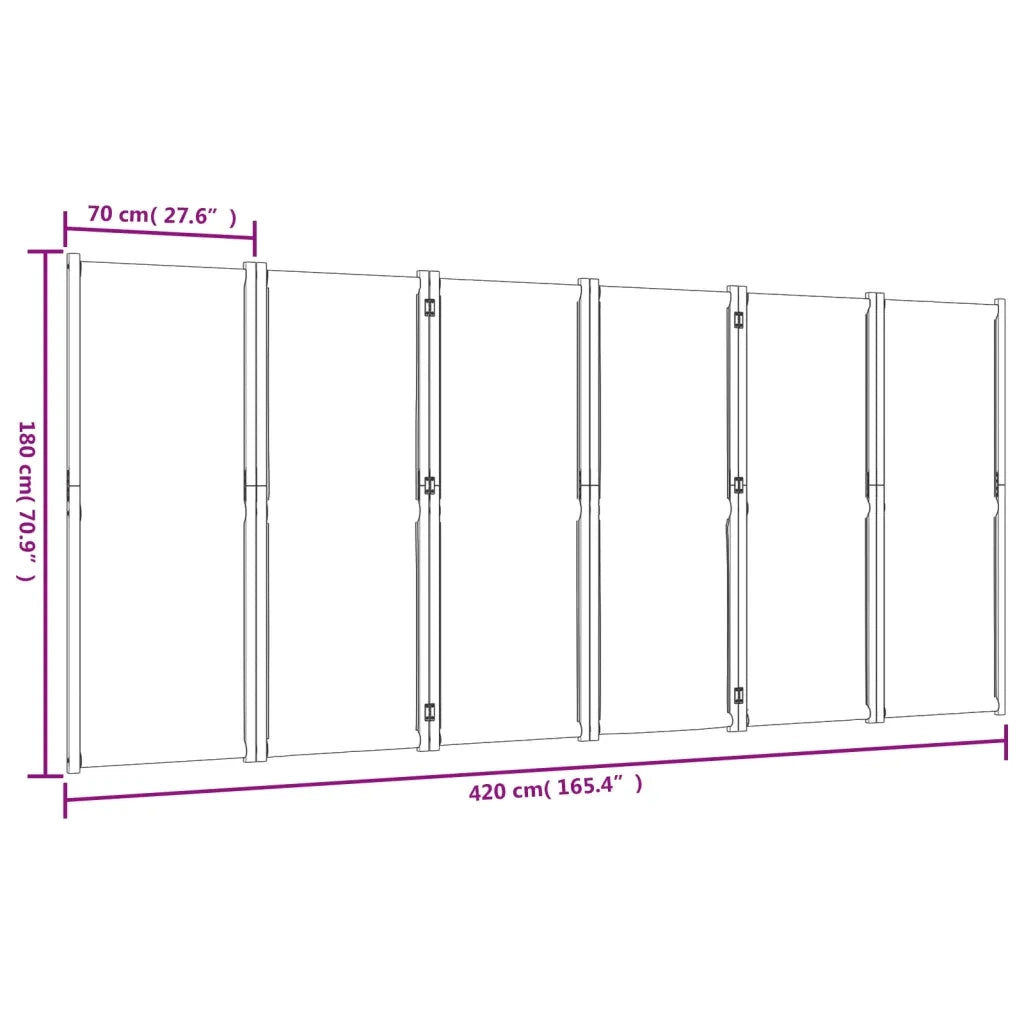 Divisorio Ambienti | Divider per stanze | Paravento a 6 Pannelli Tortora 420x180 cm