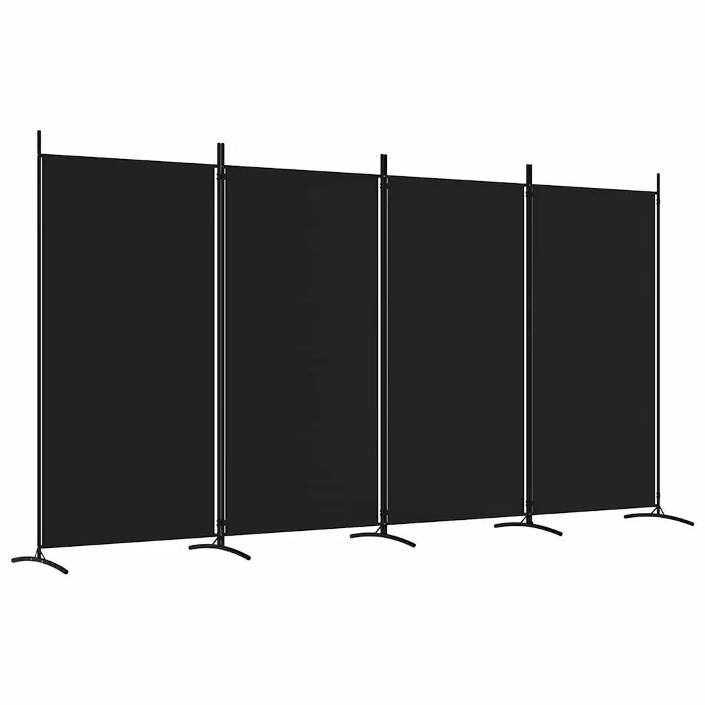 Divisorio a 4 Pannelli Nero 346x180 cm in Tessuto 350265