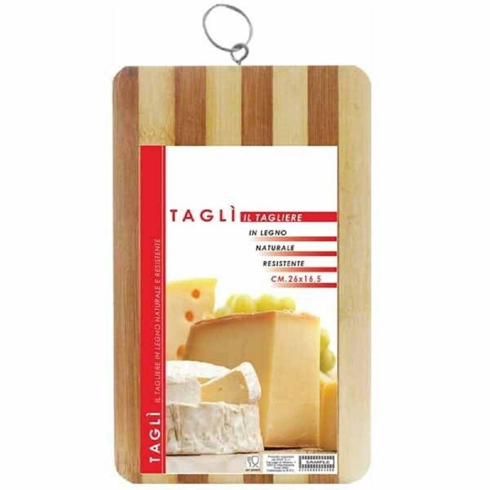 Trade Shop - Tagliere In Legno Naturale Resistente Per Alimenti Cucina Casa 26x16,5 Cm -