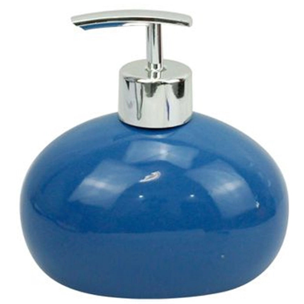 Trade Shop - Dispenser Per Sapone Liquido In Ceramica Blu Dosatore Moderno Arredo Bagno 79256 -