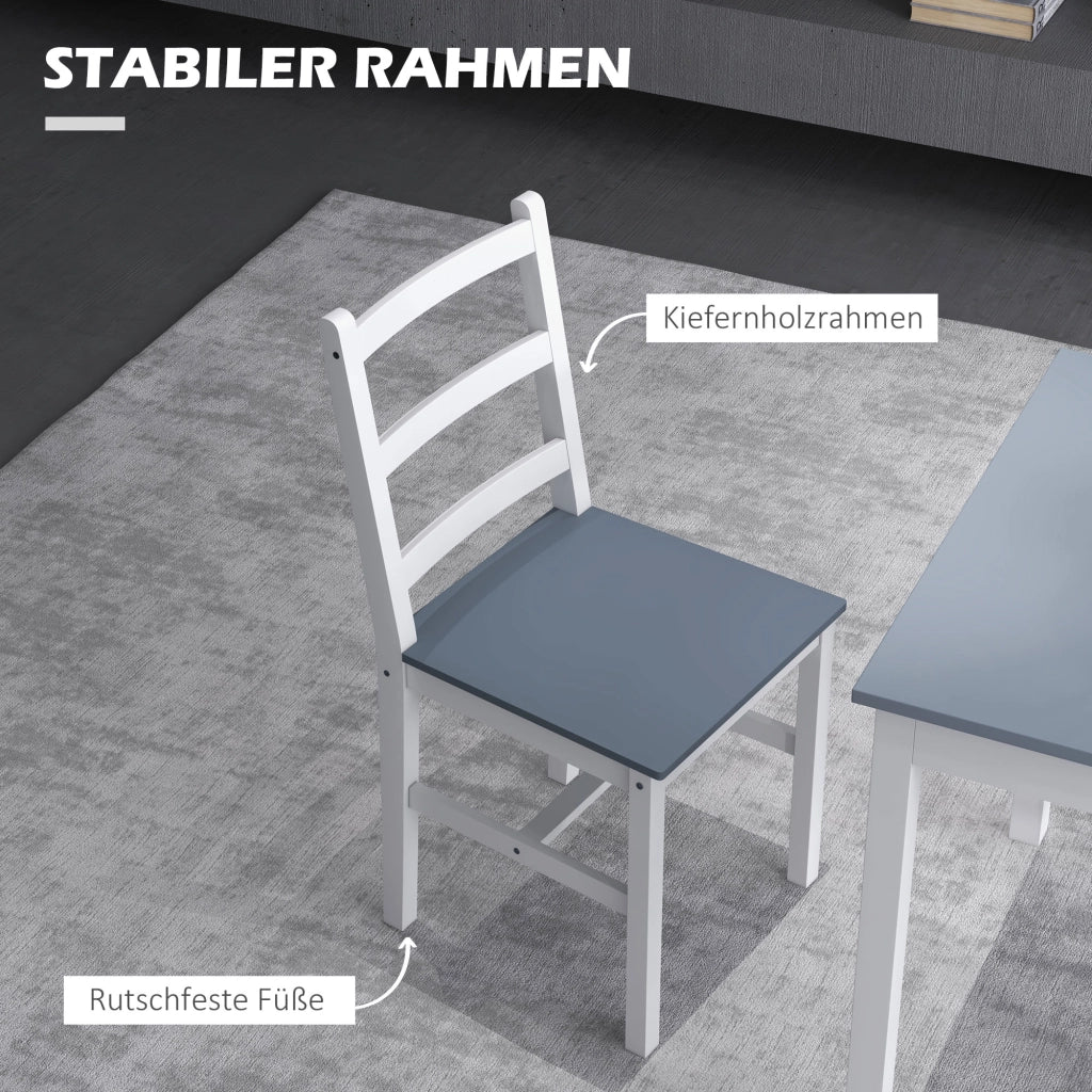 Set tavolo da pranzo per 2 persone con sedie ¨C Xylo ¨C legno pino bianco grigio