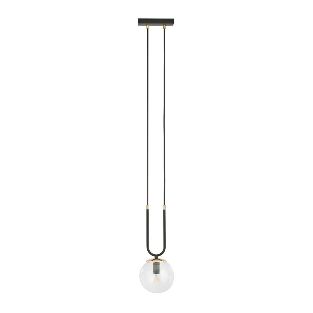 Lampada a sospensione GLAM in acciaio nero opaco e vetro