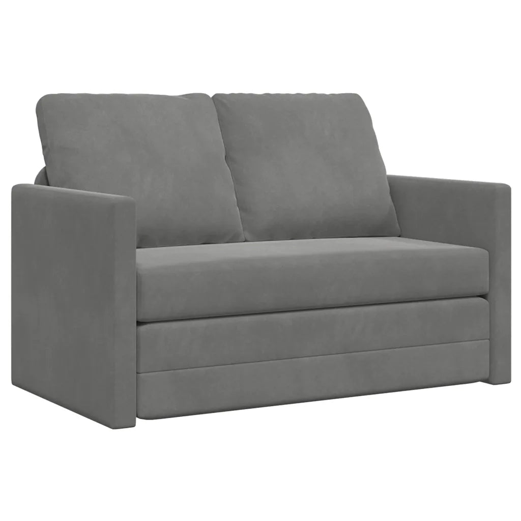 Divano Letto da Terra 2 in 1-Sofa Letto-Daybed Grigio Scuro 122x204x55 cm Velluto