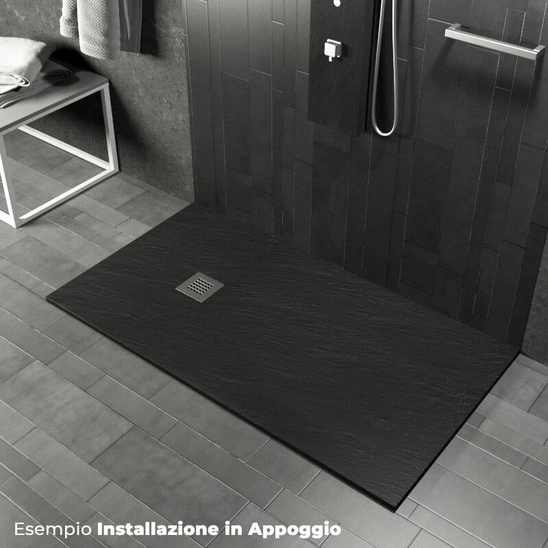 Piatto Doccia in Pietra 90x150 cm Pedrinelli Ardesia Stone Side Antracite