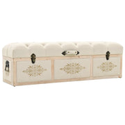 Cassapanca 110 cm Crema in Legno Massello di Abete e Tessuto  cod mxl 51304