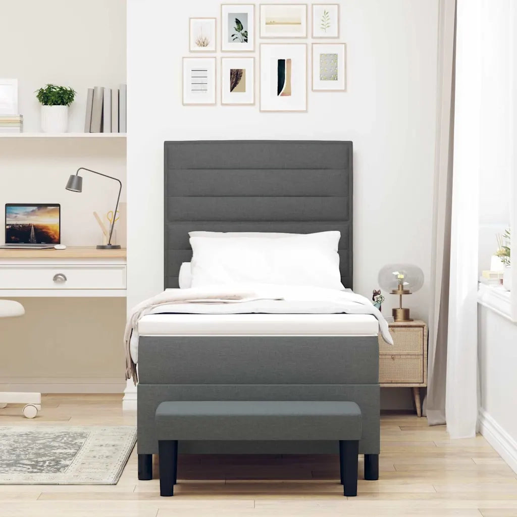 Letto a molle con cuscino Grigio scuro 90 x 200 cm Tessuto 3343961