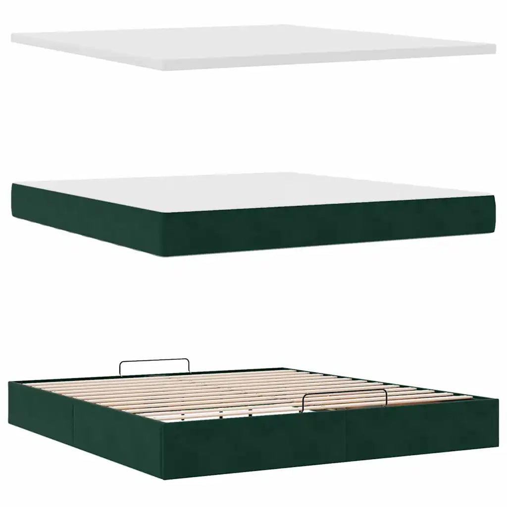 Struttura Letto Pouf con Materasso 160x200 cm in Velluto 3311198