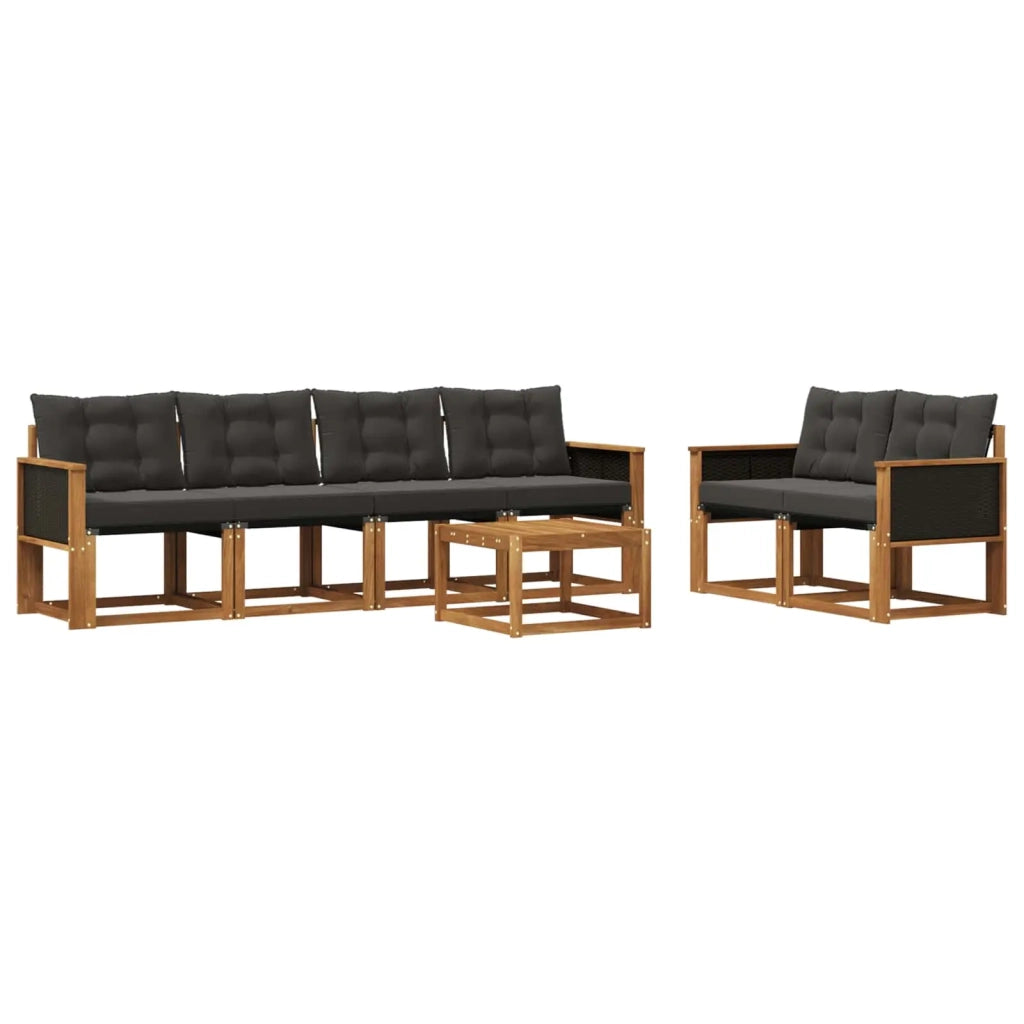 Set di divani da esterno 7 pz Naturale e Nero 3381784