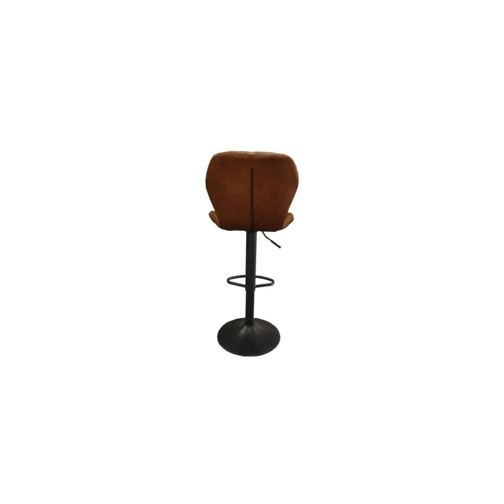 Sgabello da bar MABEL - PU cognac - Altezza regolabile 90-111 cm - Piedi in metallo - Stile vintage