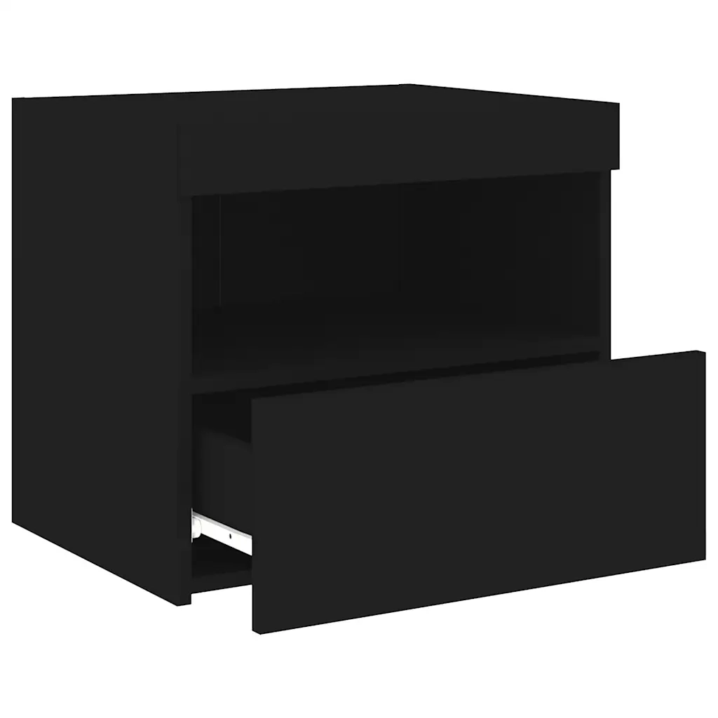 Comodini con Luci LED 2pz-Set di 2 Tavolino da notte Neri 50x40x45 cm