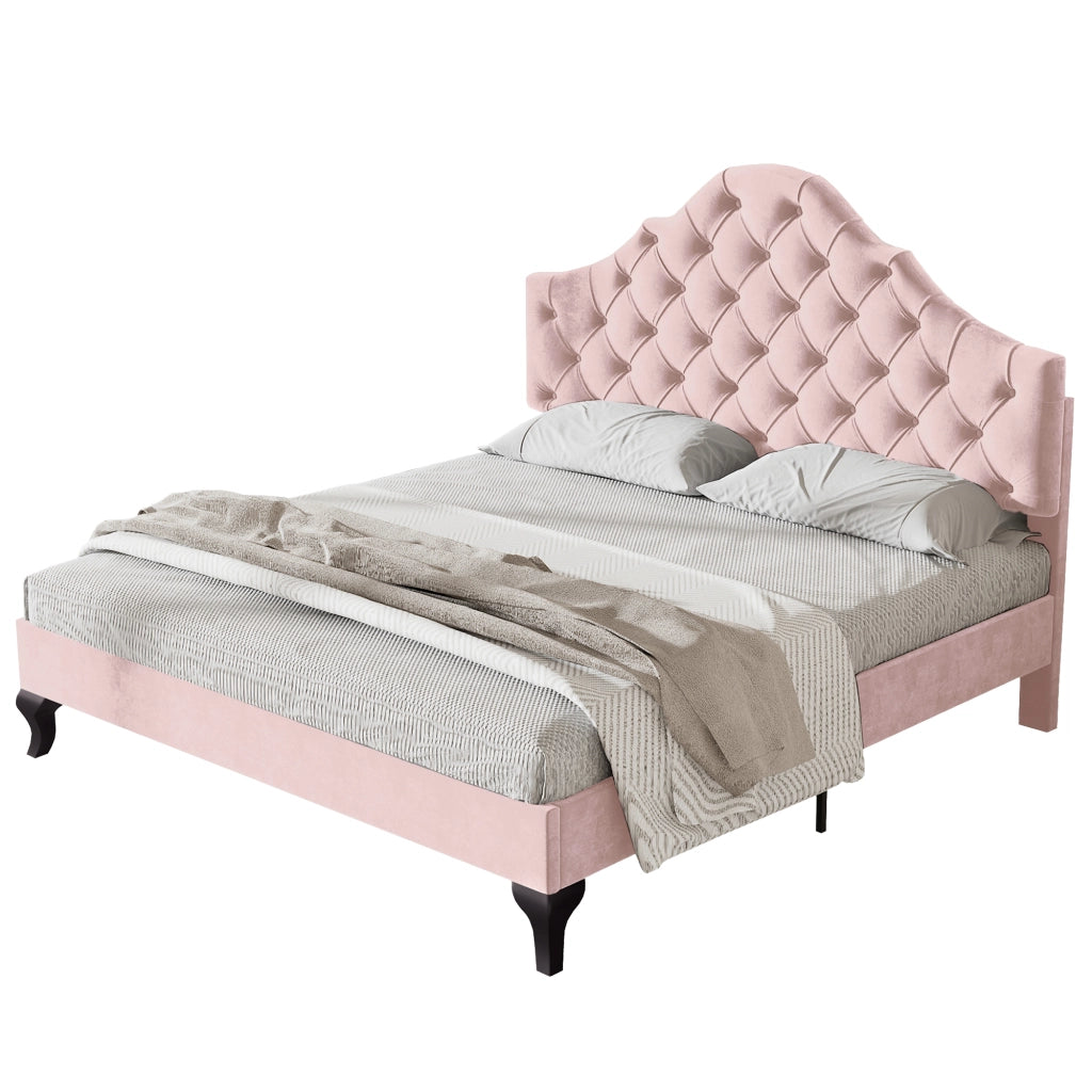 letto imbottito velluto rosa 140 x 200 cm