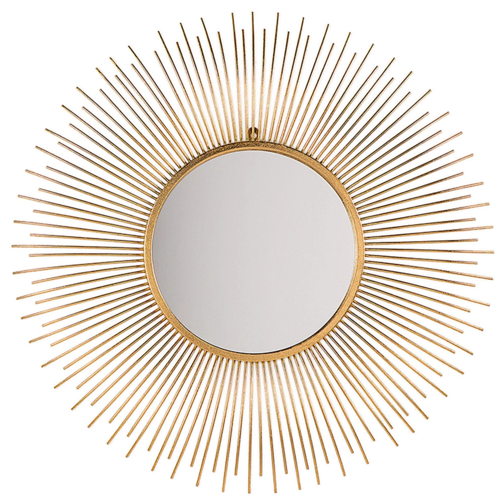 Specchio da parete a forma di sole rotondo dorato da 80 cm a forma di sole