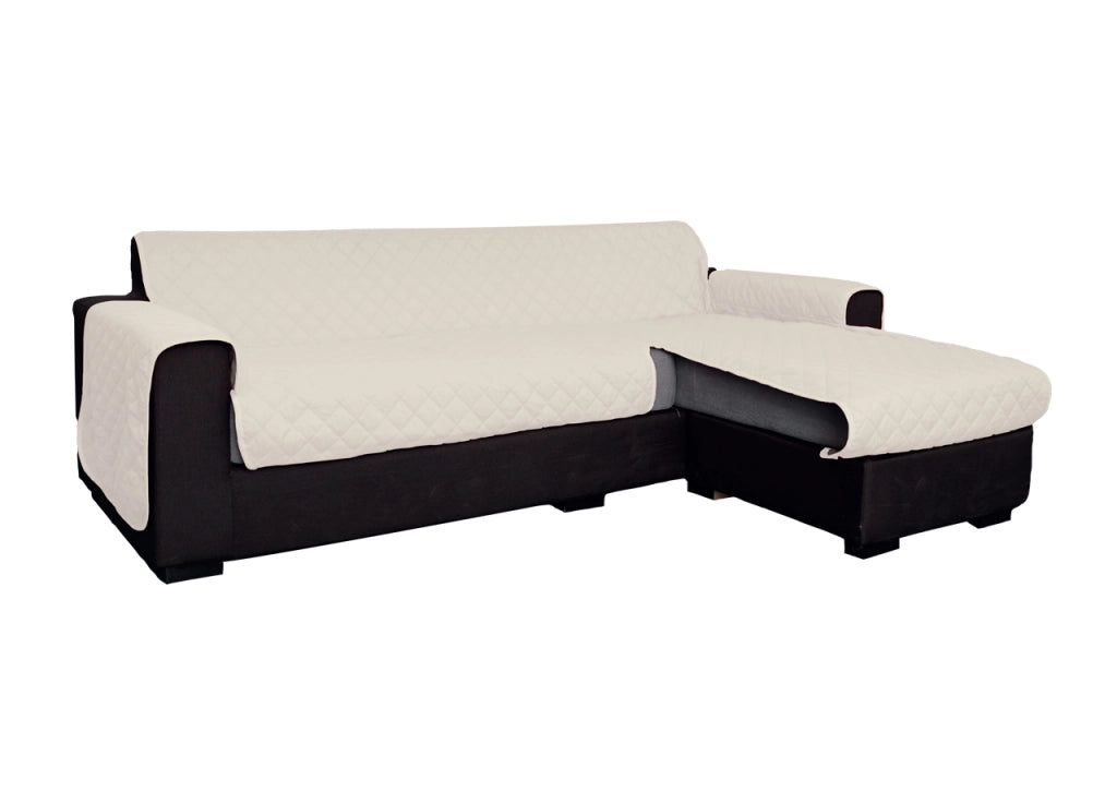 Copridivano Con Penisola Antimacchia Trapuntato Modello Star Colore Panna - 240cm - Panna