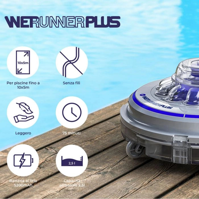 Robot pulitore automatico a batteria WET RUNNER PLUS by GRE