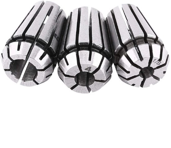 Set di Collet CNC - 3 pezzi - Strumenti per Collet - Per Fresa e Trapano - 4mm 6mm 1/8 pollici - Precisione e Affidabilità