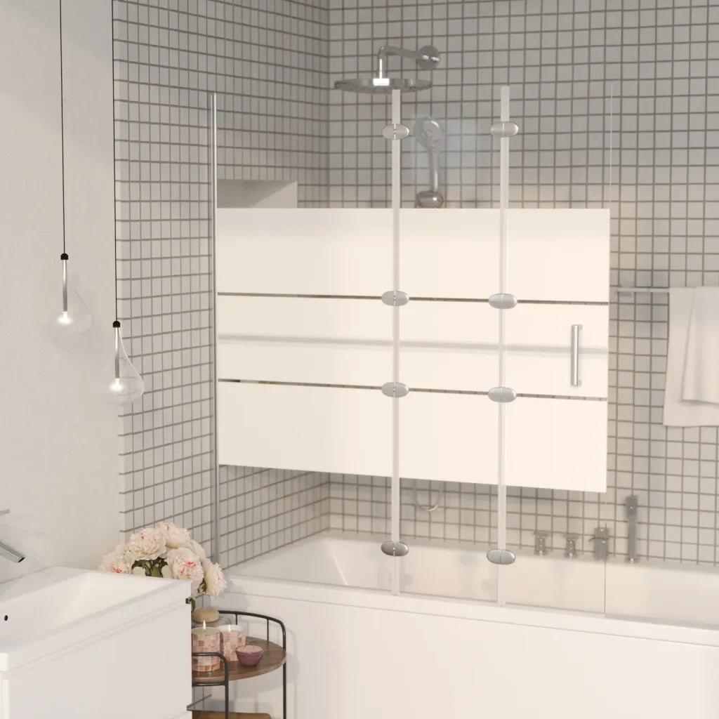 Pannello Doccia Pieghevole in ESG 120x140 cm Bianco CFW6197433