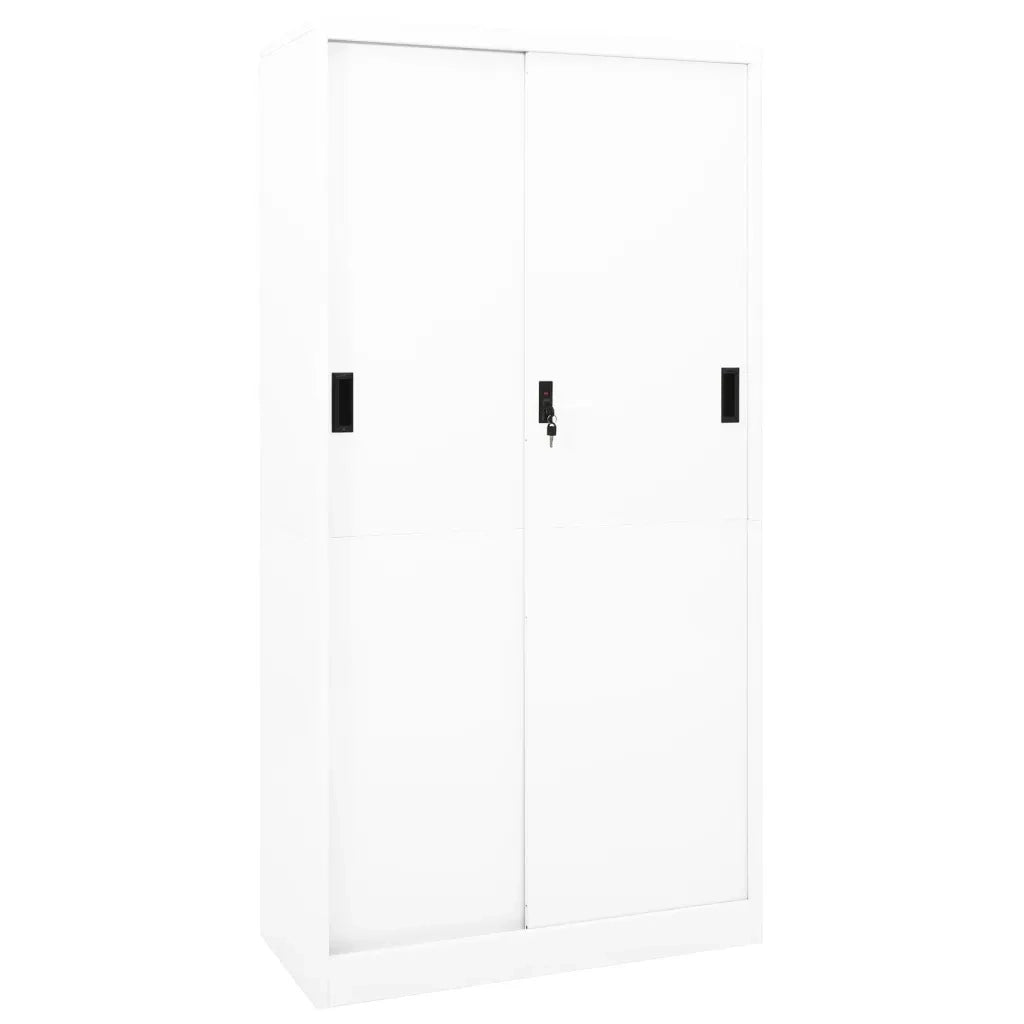 Armadio da ufficio con ante scorrevoli bianche 90 x 40 x 180 cm acciaio bianco 02_0046818