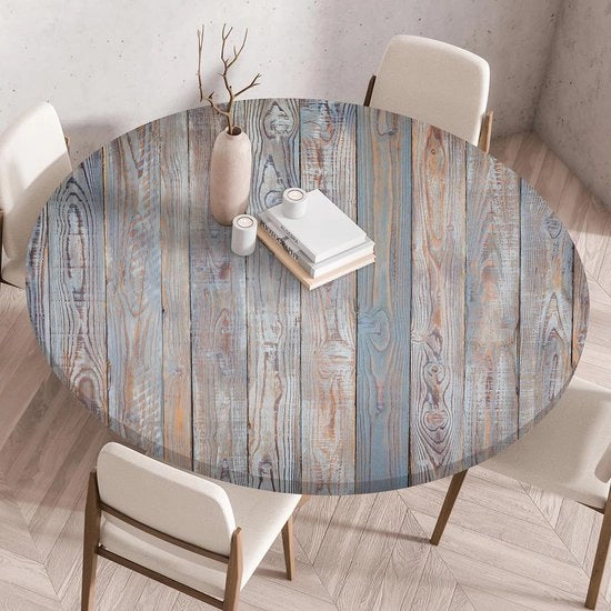 Tappeto per tavolo con bordo elastico, forma rotonda, pieghevole 3D stampato, lavabile tappeto per tavolo per interni ed esterni, lavabile, per cucina, sala da pranzo, tavole da picnic, 150 cm, graffiti blu