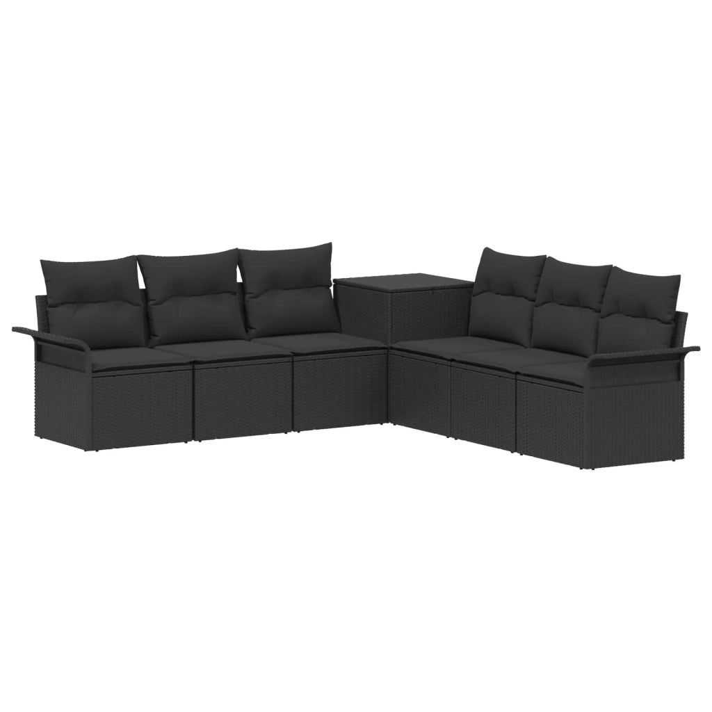 Set di divani 7 pz Nero Rattan sintetico e Acciaio 3448654