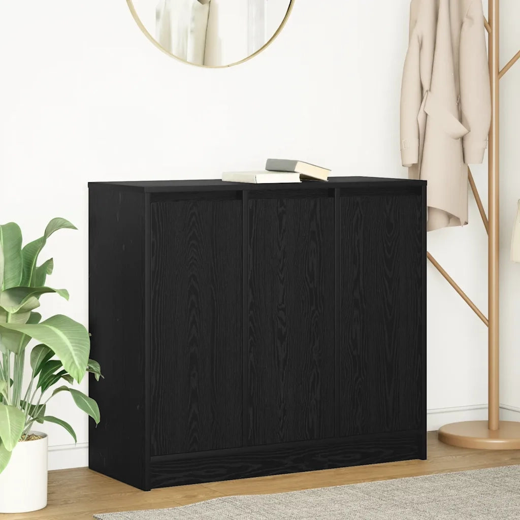 Credenza Rovere Nero 85x34x76 cm in Legno Multistrato 861626