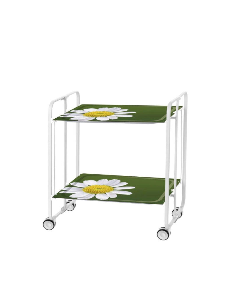 Carrello da cucina pieghevole bianco con ruote BAUHAUS 2 ripiani