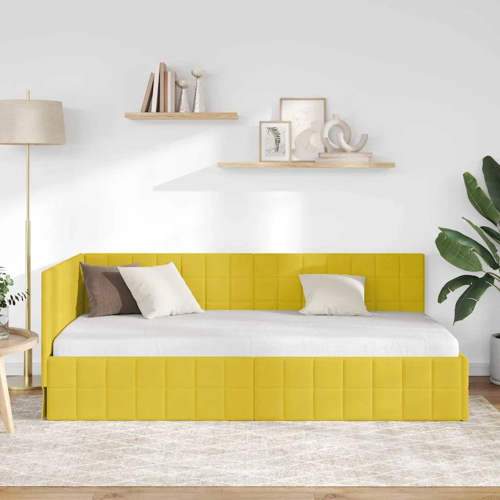 vidaXL Cornice del letto ad angolo Giallo 90 x 190 cm Velluto