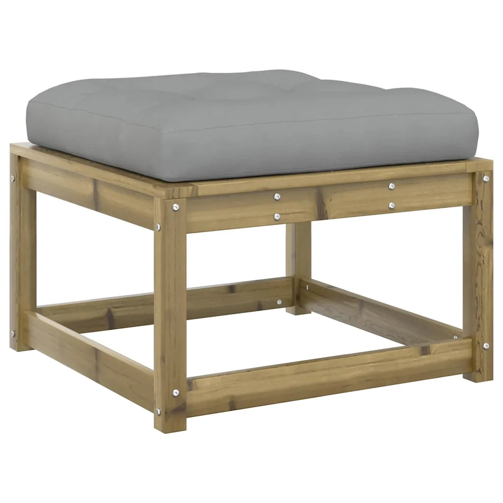 Poggiapiedi da Giardino con Cuscino in Legno Impregnato di Pino 844703