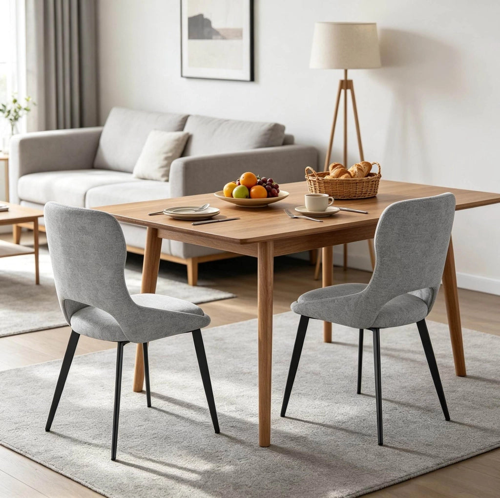 SEDIA da Pranzo Moderna 43x40x86 cm Grigia in Chenille Set da 2 pezzi