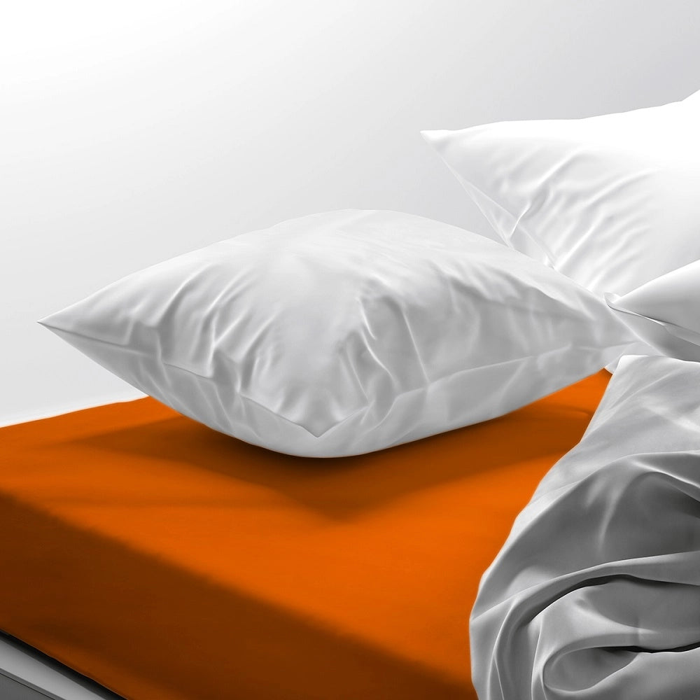Lenzuolo letto sotto con angoli 100% puro cotone Made in Italy tinta unita Arancio - 1 Piazza