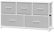 Cassettiera Camera da Letto, Cassettiera con 5 Cassetti a 2 Livelli in Tessuto, Mobile con Cassetti Industriale, Struttura in Metallo e Legno, Grigio Tortora + Bianco Nuvola