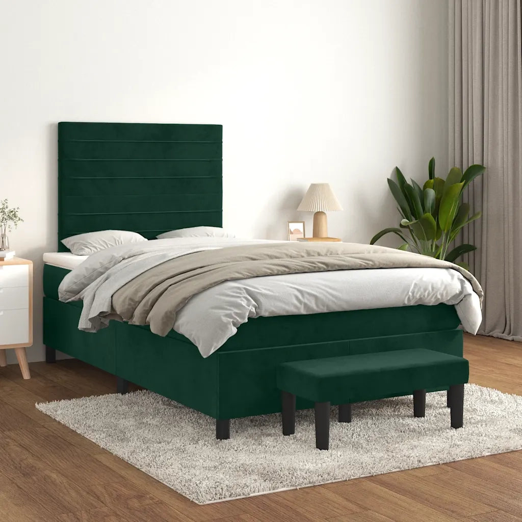 Giroletto a Molle con Materasso Verde Scuro 120x200 cm Velluto 3137896