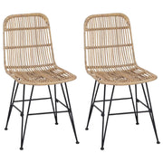 Sedia da pranzo 2 pz | Sedie da cucina Naturale 41 x 55 x 85 cm Rattan e acciaio