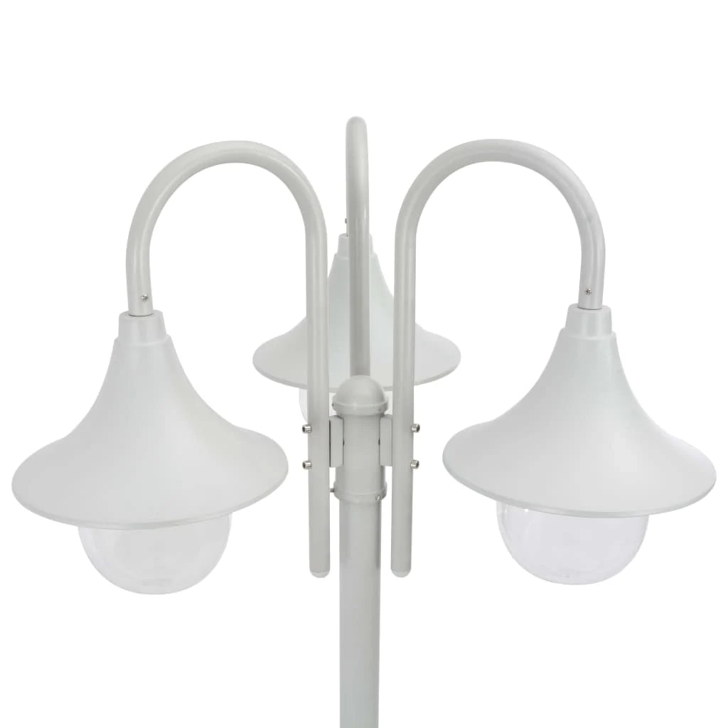 Lampada da terra da giardino E27 220 cm alluminio 3 lanterne bianco 02_0042540