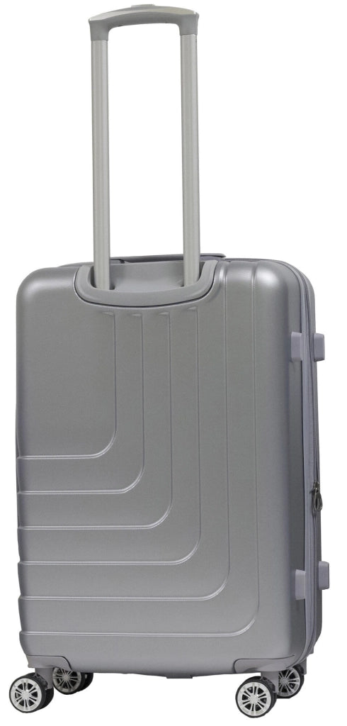 Set 3 Valigie Trolley Rigide in ABS 4 Ruote TSA Ravizzoni Titanio Silver
