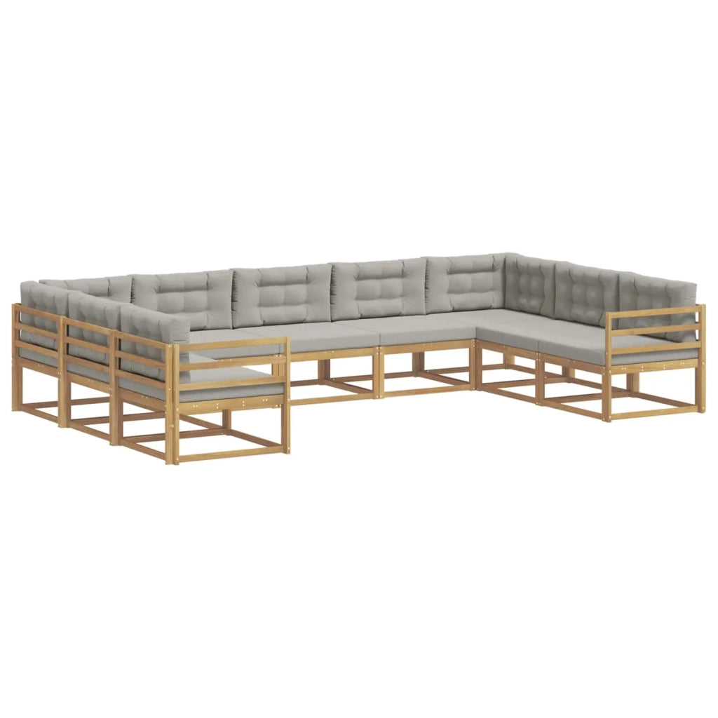 Set di divani da esterno 9 pz Bianco e Grigio Chiaro 3387020