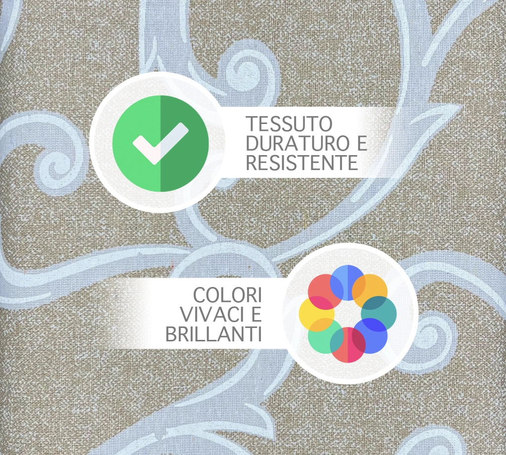 Telo Arredo In Cotone Panama Stampato Varie Fantasie GrandFoulard Copridivano Copriletto Sofà Prodotto Italiano Singolo e Matrimoniale  - Renage beige - 1 Posto