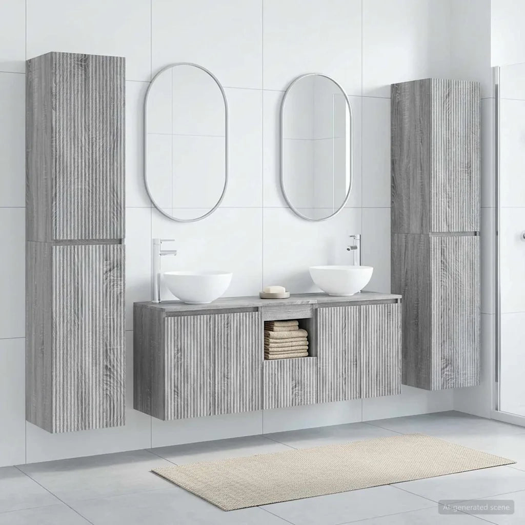 Set di mobili per il bagno 5 pz Sonoma grigio 3406029